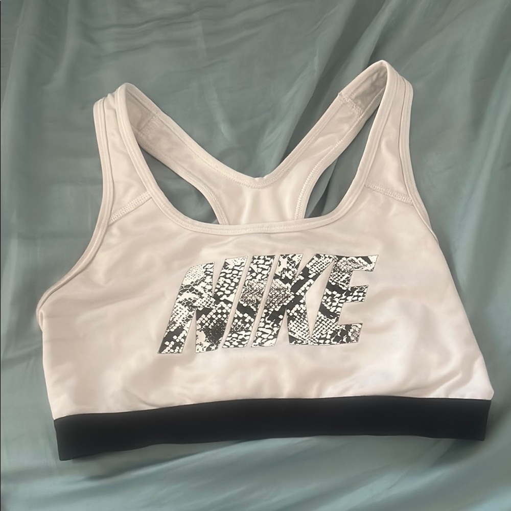 Nike DRI FIT White and Black Sports Bra